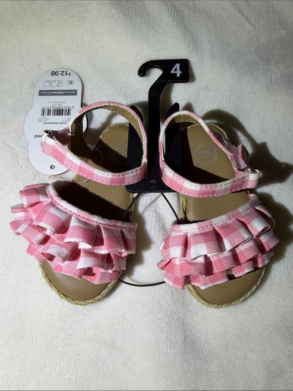 wonder nation Pink Gingham Ruffle Toddler Sandals